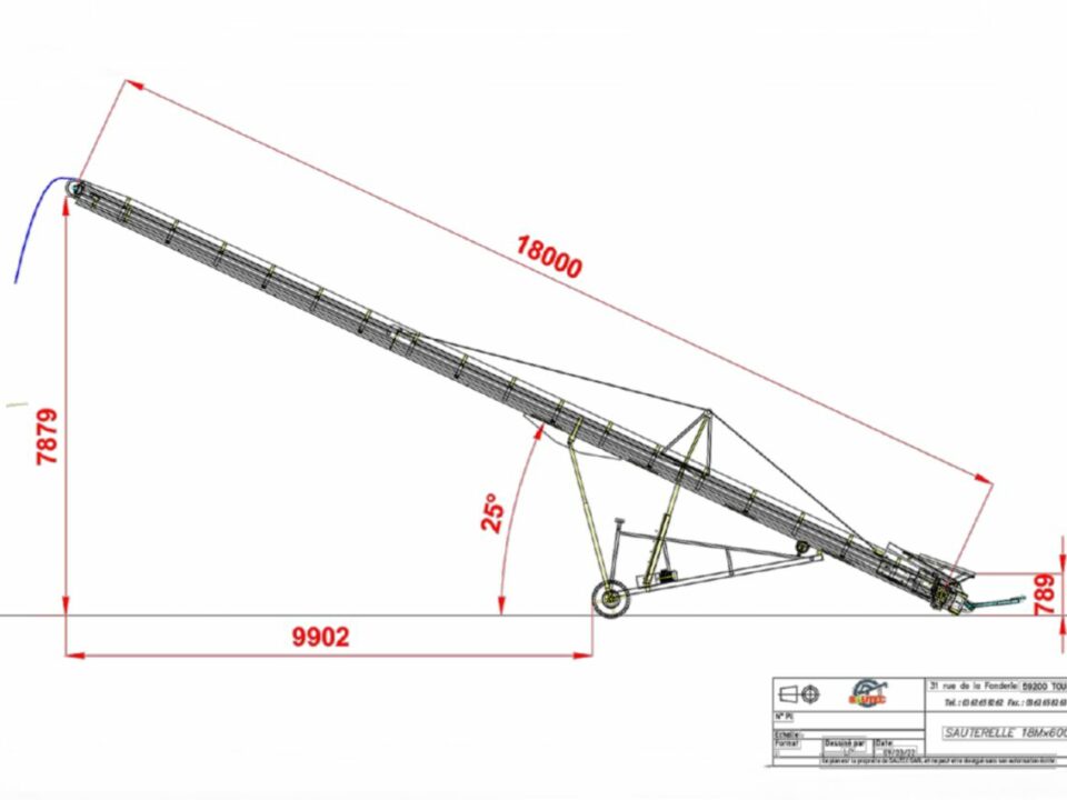 Drawing of an 18m mobile conveyor