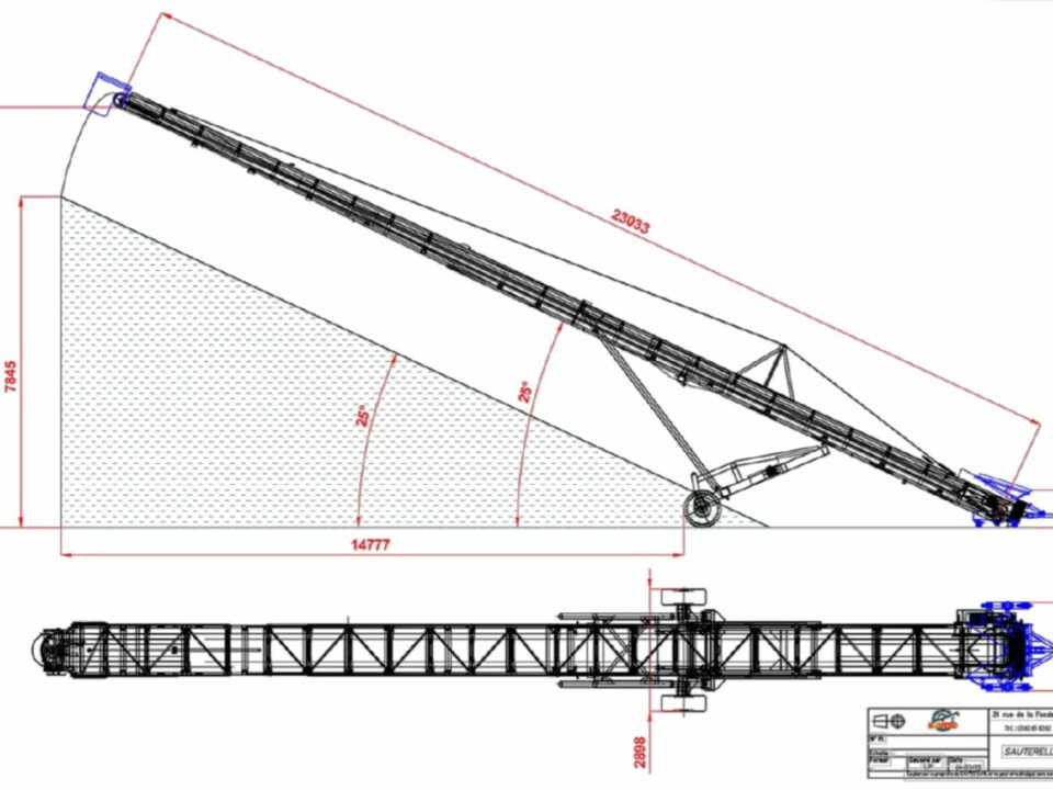 Drawing of an 23m mobile conveyor